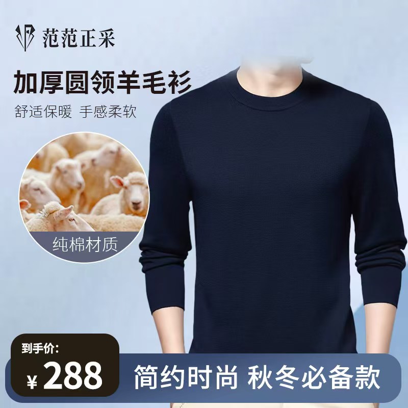 【范范正采】加厚圆领羊毛衫